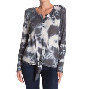 EUC C&C California Navy Tie Dye Henley Long Sleeve Top Small